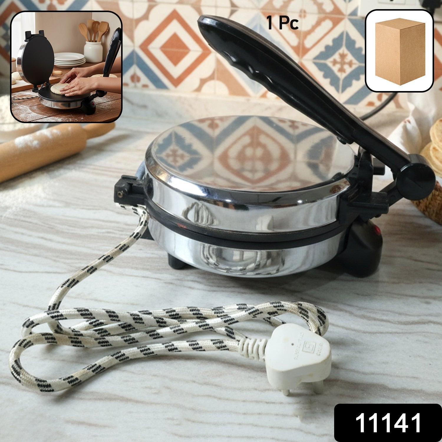 Electric Roti Maker – Stainless Steel Flatbread Cooker for Quick Meals Secondary image