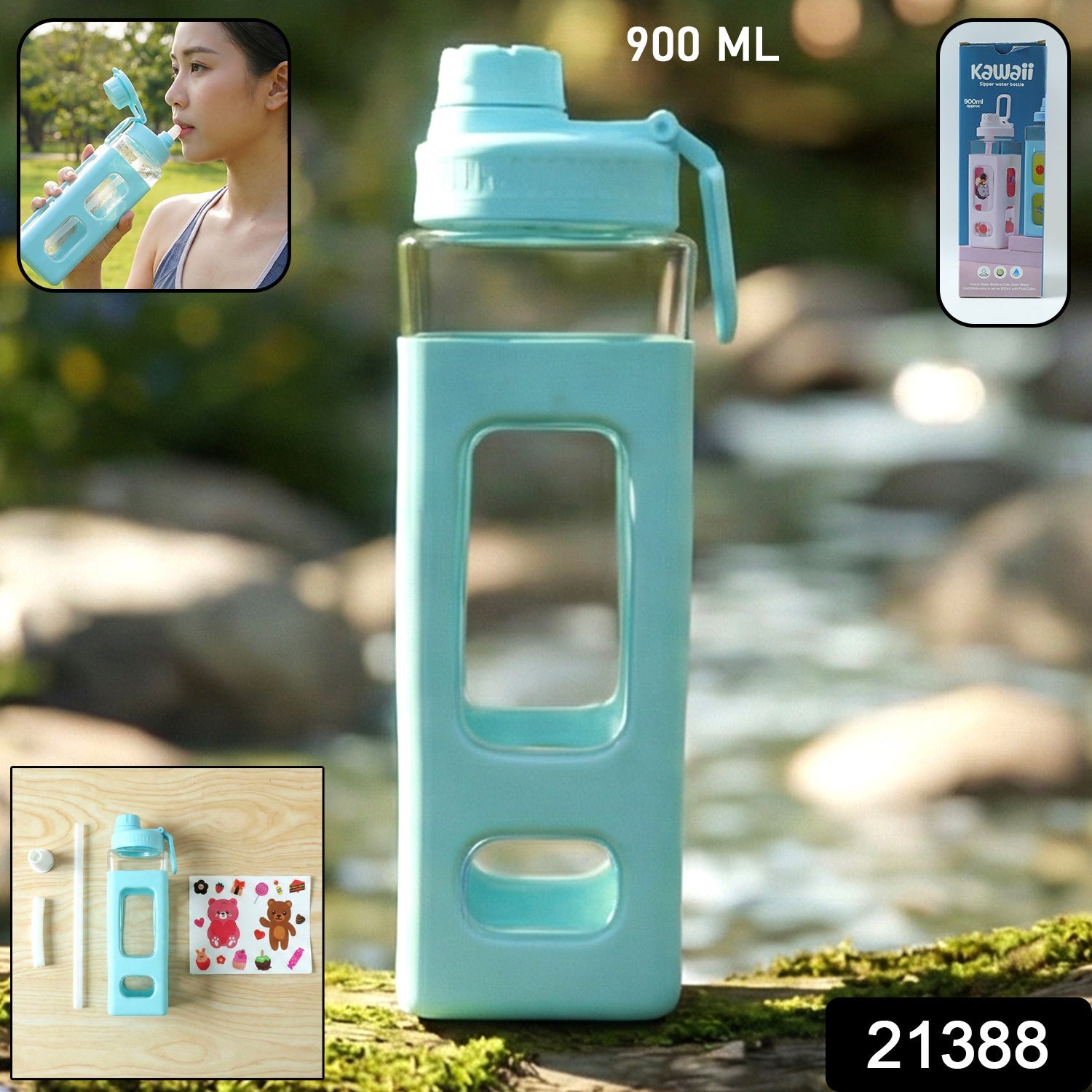 900ml Leakproof Plastic Water Bottle – Large Capacity Flip Lid Secondary image