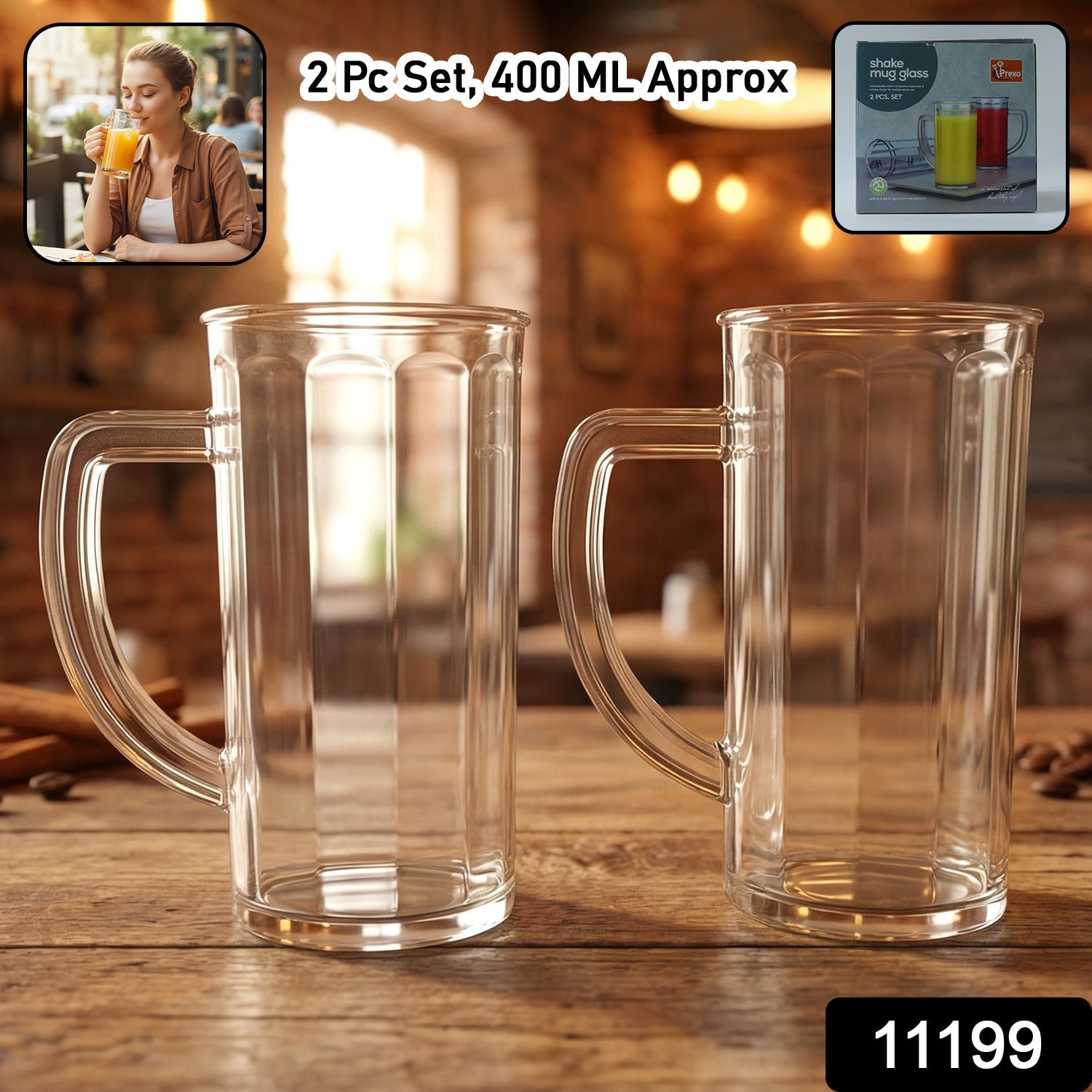 Plastic Shake Mug – Durable 400ml Beverages with Handle Secondary image