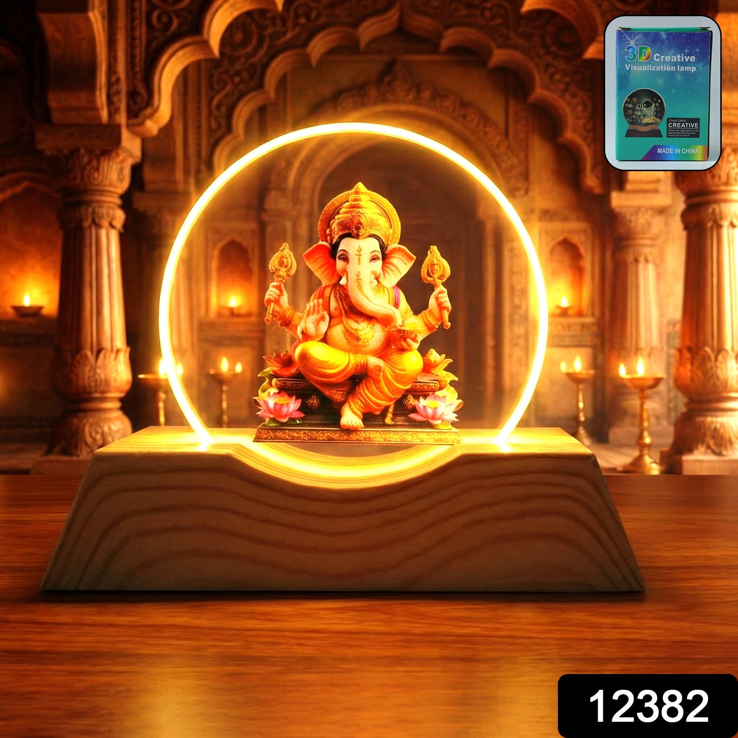 3D Lord Ganesha Acrylic LED Night Lamp – Warm Golden Glow Secondary image