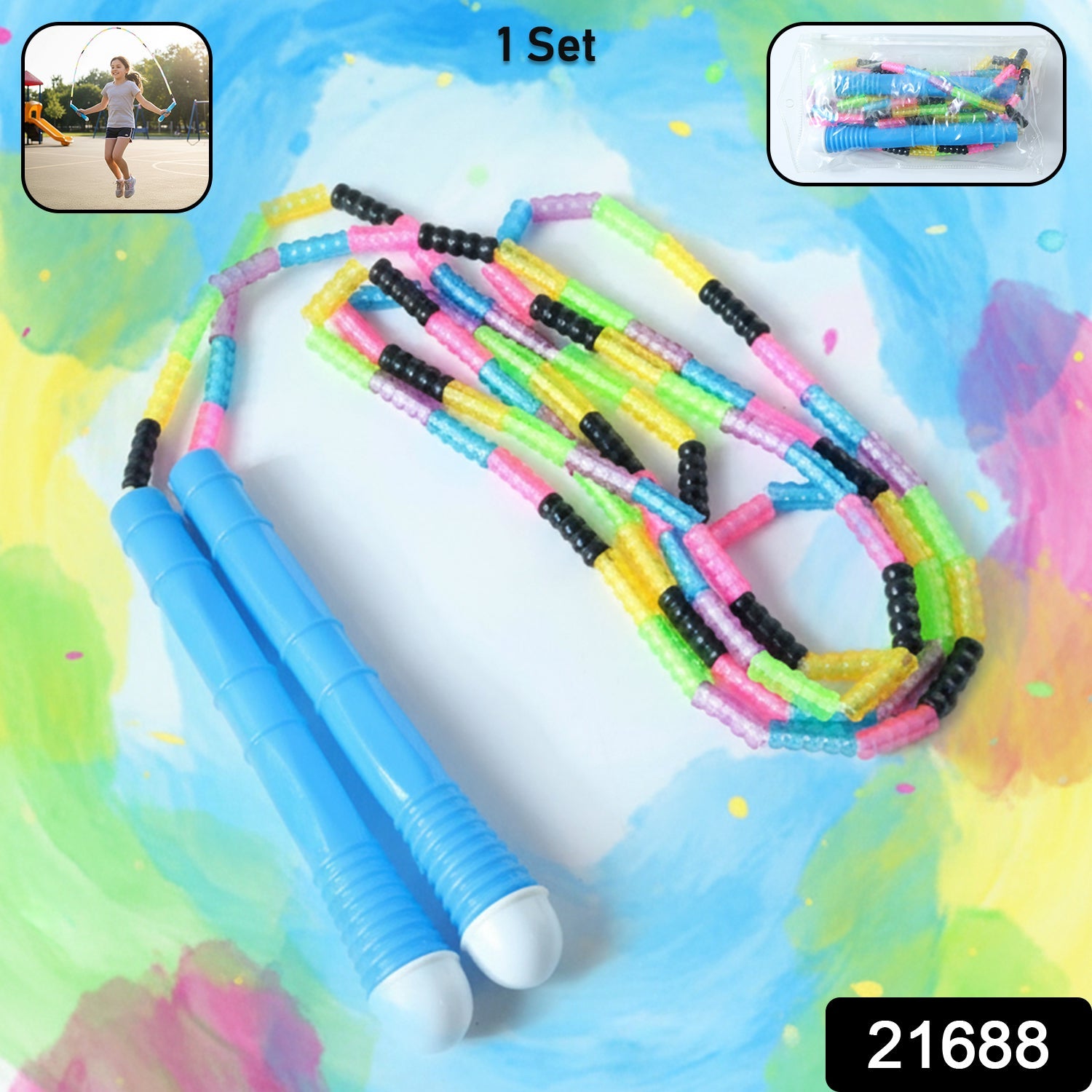 Beaded Skipping Rope – Colorful Kids Jump Rope with Grip Handles Secondary image