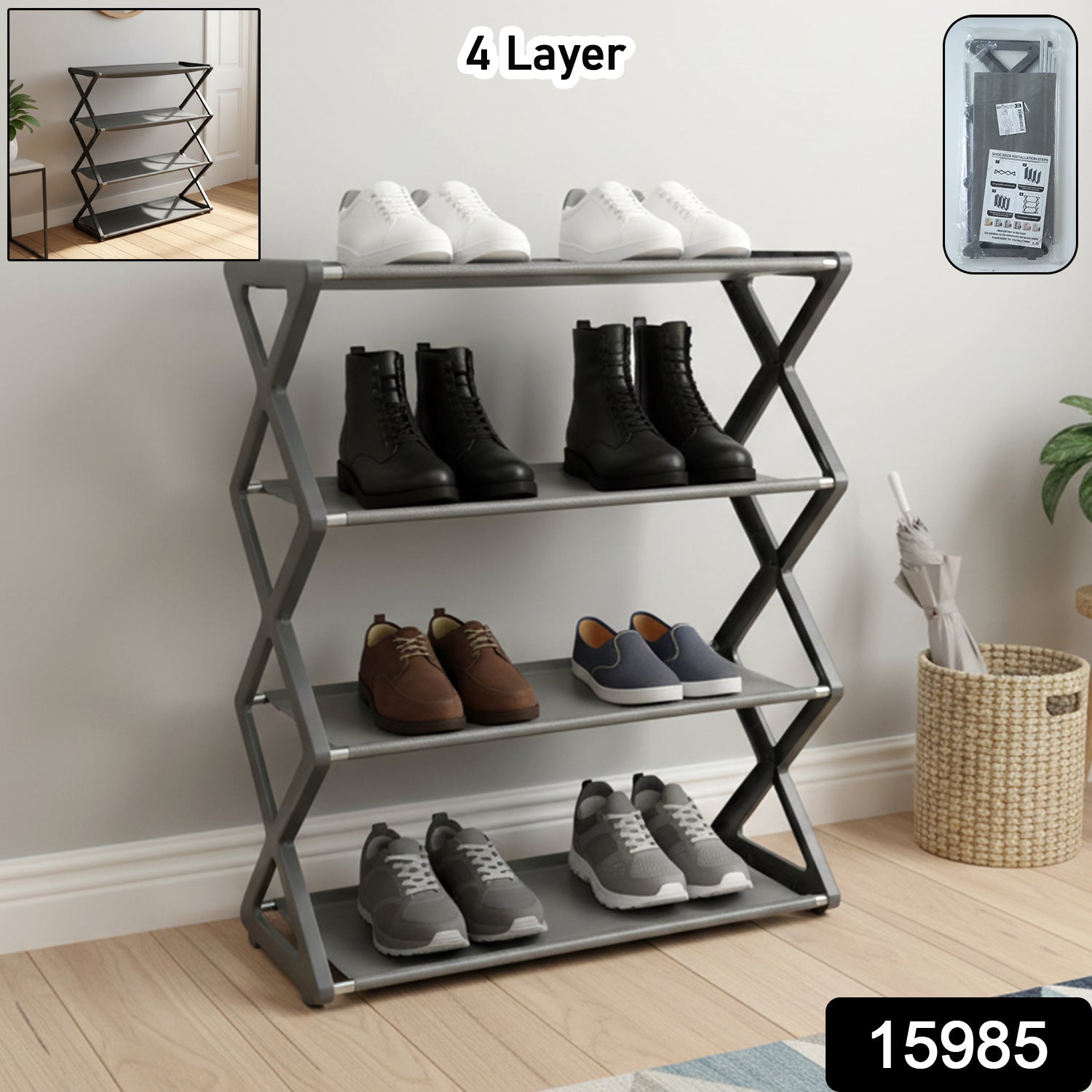 4 Layer Foldable Shoe Rack – Space-Saving Storage Solution Secondary image