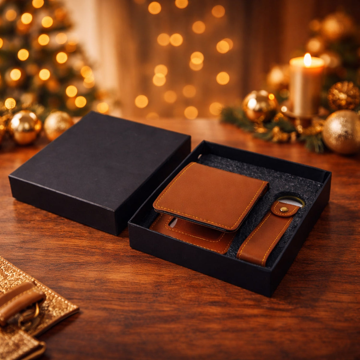 Men’s wallet with detachable keychain in black Main image