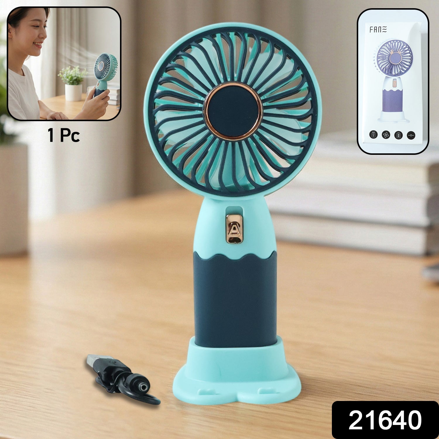 Rechargeable Portable Handheld Mini Fan – USB Charging with Stand Secondary image