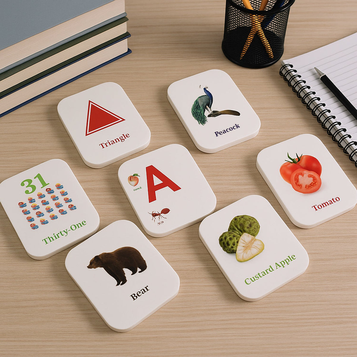 Early learner flashcard set showing colorful educational cards Main image