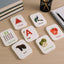 Early learner flashcard set showing colorful educational cards
