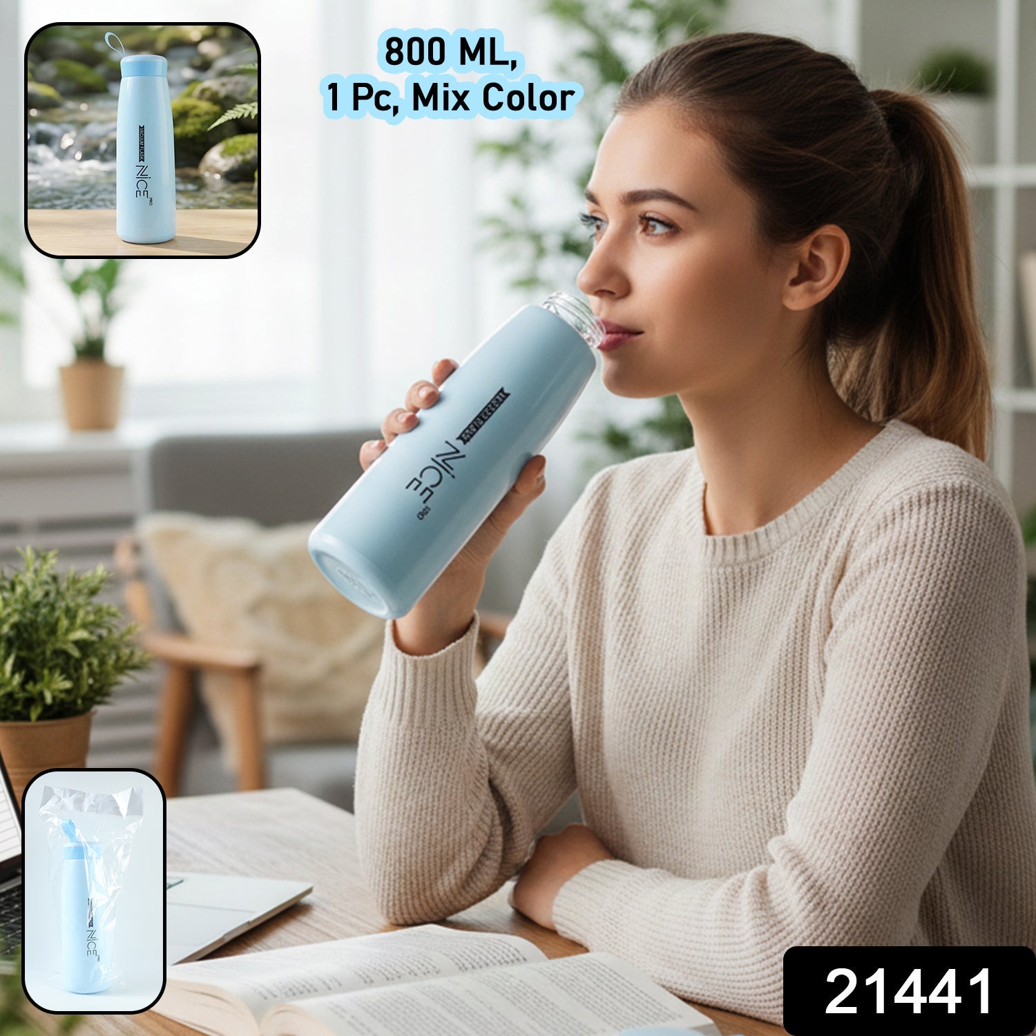 Plastic Water Bottle – Leakproof Reusable 800ml for Daily Use Secondary image