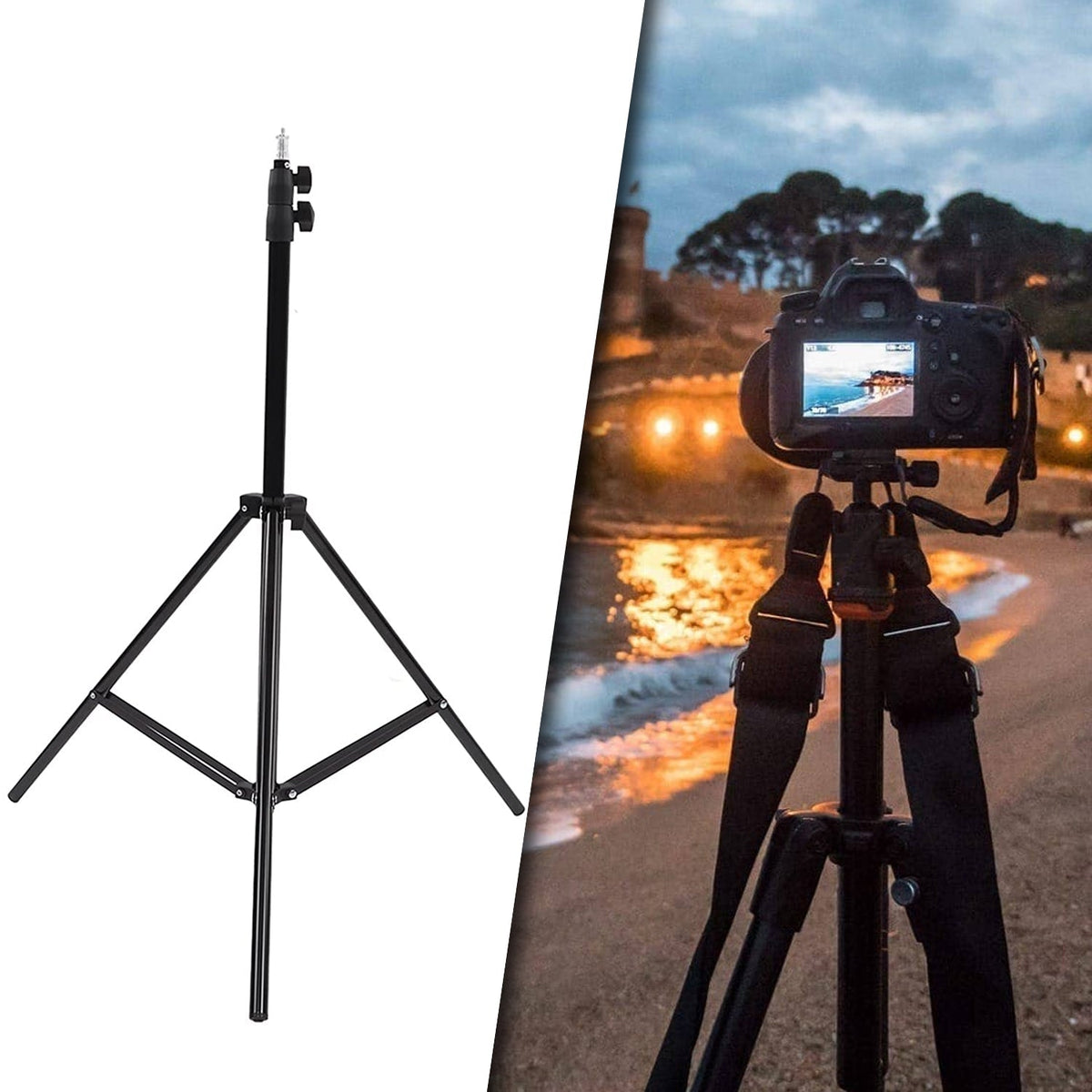 Professional DSLR camera tripod with a multi-angle head, ideal for versatile photography setups. Main image