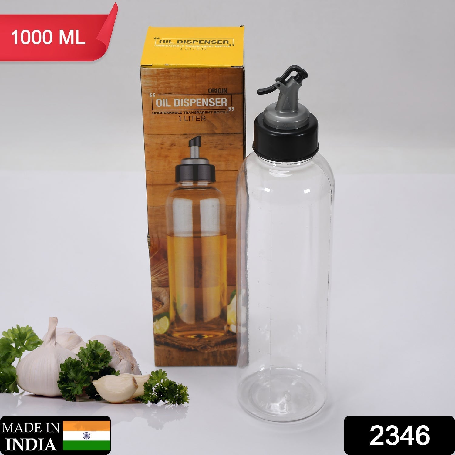 Plastic Oil Dispenser – 1 Litre Transparent Bottle | Vastate Secondary image