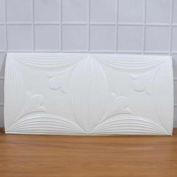 Textured white floral 3D foam wallpaper panel enhancing home interior aesthetics
