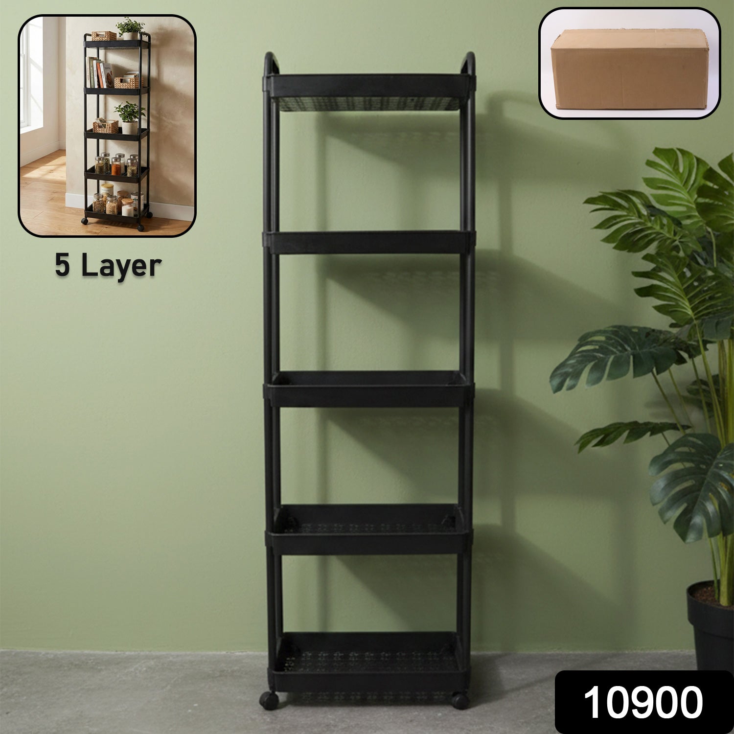 5 Layer Rolling Storage Rack – Multipurpose Mobile Organizer Secondary image