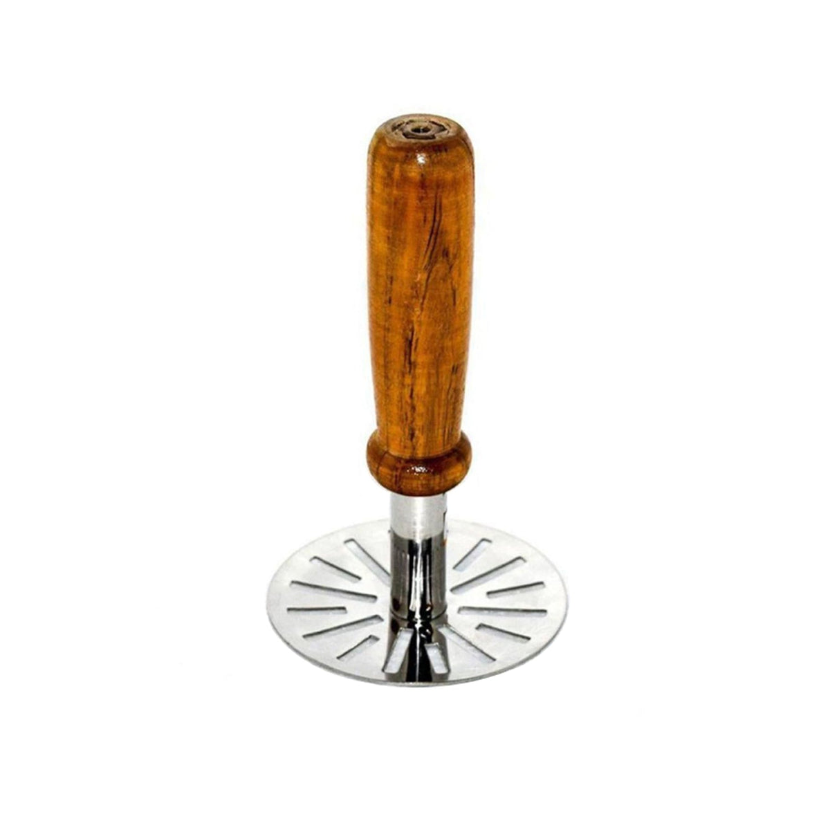 Ergonomic stainless steel paubhaji masher for efficient vegetable mashing. Main image