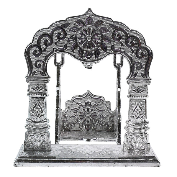 Shreeji Jhoolan silver-coated decorative swing crafted for Krishna idols