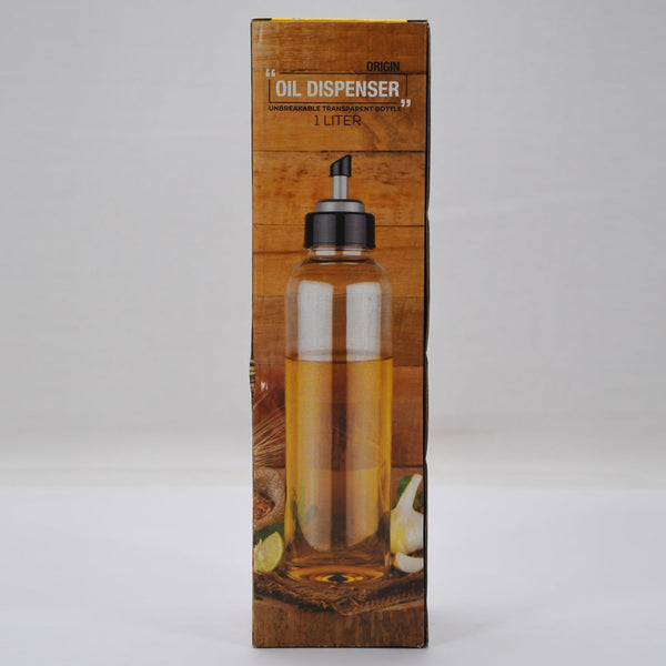Vastate 1 litre plastic oil dispenser with transparent body and ergonomic design.