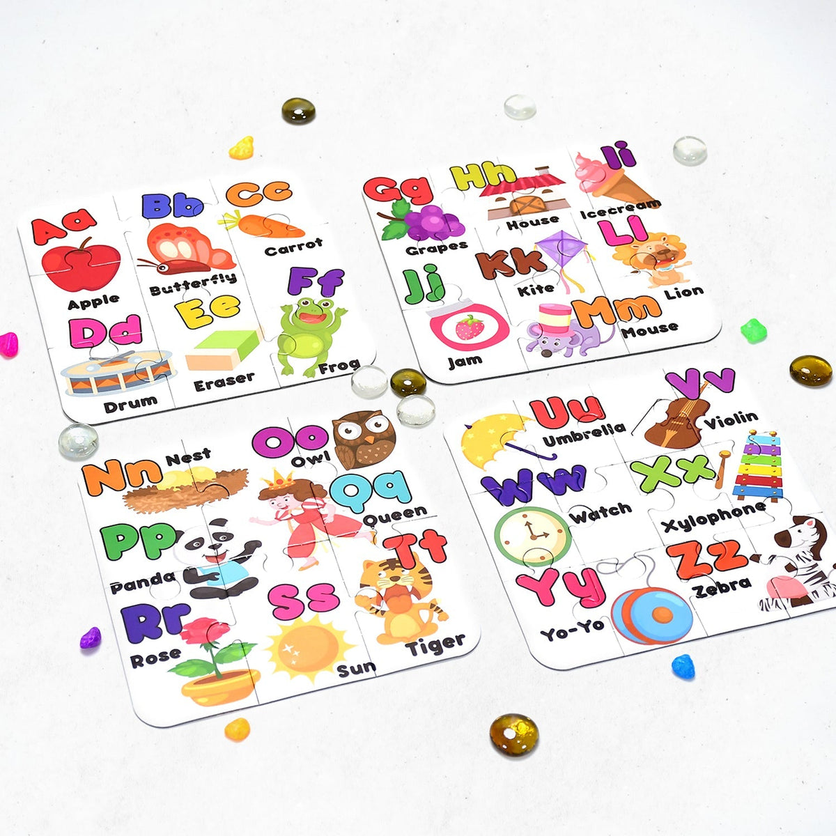 Colorful ABC jigsaw puzzle set for children, promoting early learning. Main image