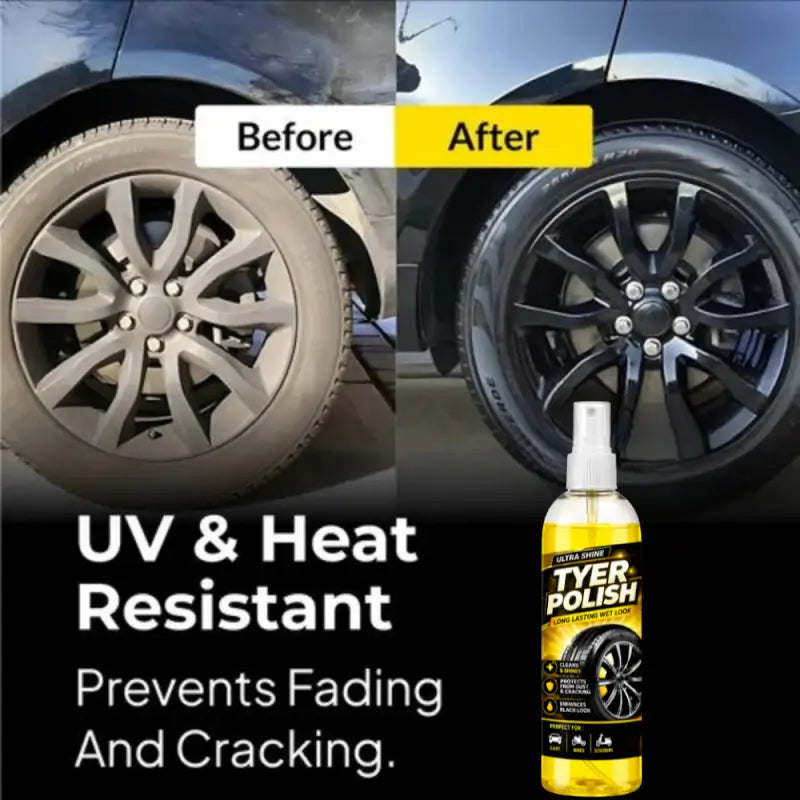 Ultra Shine Tyre Polish Spray | Long Lasting Wet Look Tire Shine for Cars, Bikes & Scooters