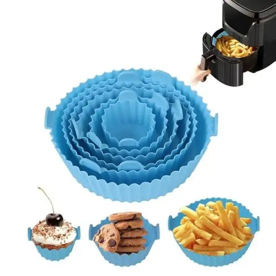 6 Pcs Silicone Air Fryer Pot Liners – Reusable Heat-Resistant Baking & Cooking Cups for Air Fryer