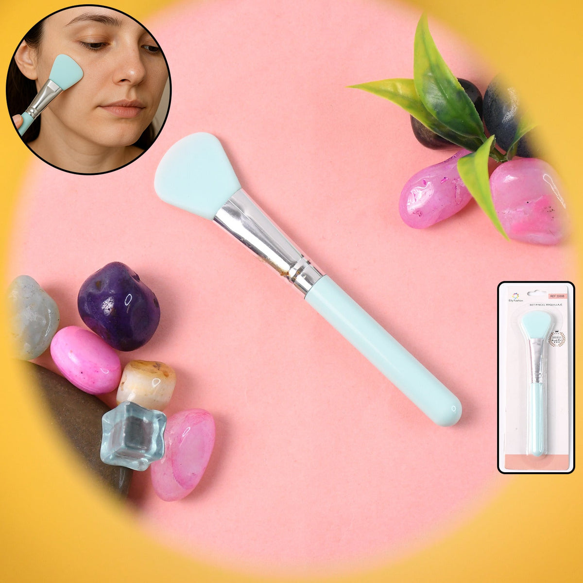 Soft silicone face mask applicator brush for smooth skincare application Main image
