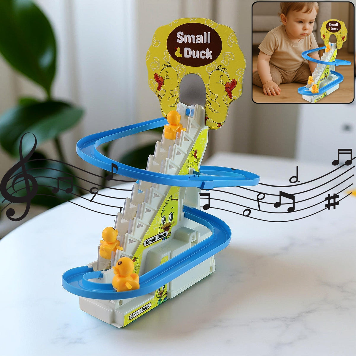 Duck Climb Stairs Toy roller coaster with flashing lights and music Main image