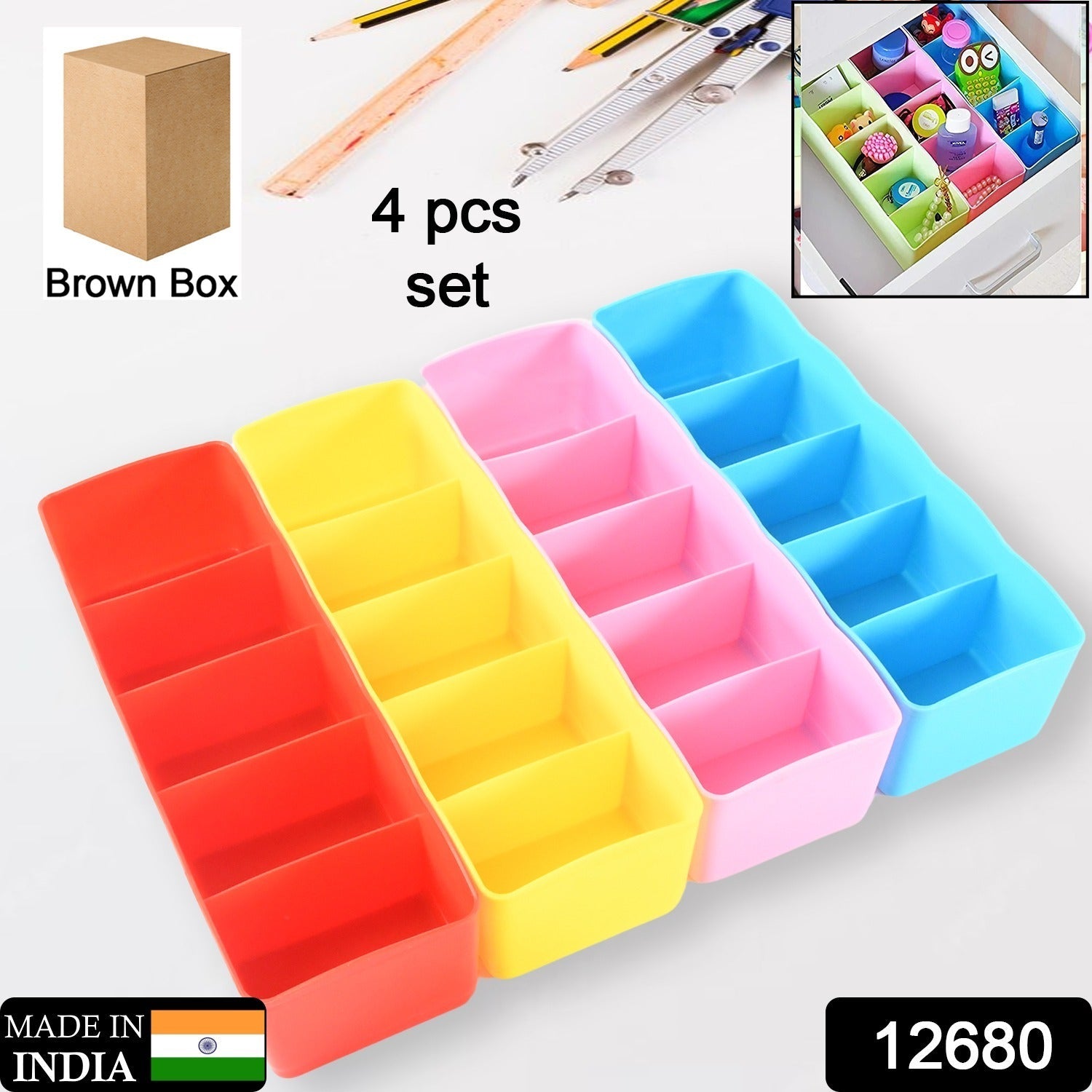Drawer Organizer Box Set – 5 Grid Compartments (4-Piece) | Organivo Secondary image