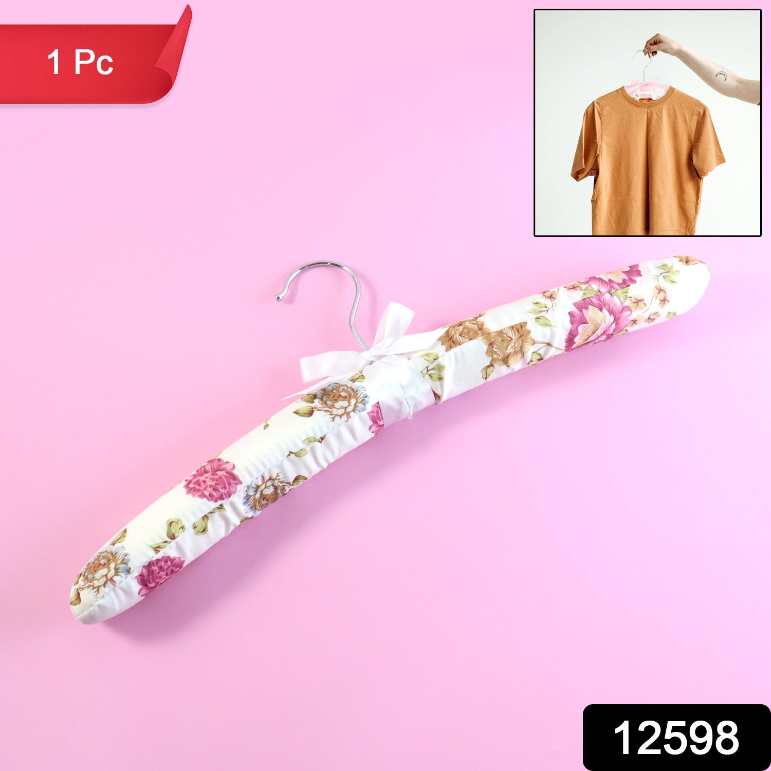 Padded Floral Clothes Hanger – Satin-Cushioned, Non-Slip Support Secondary image