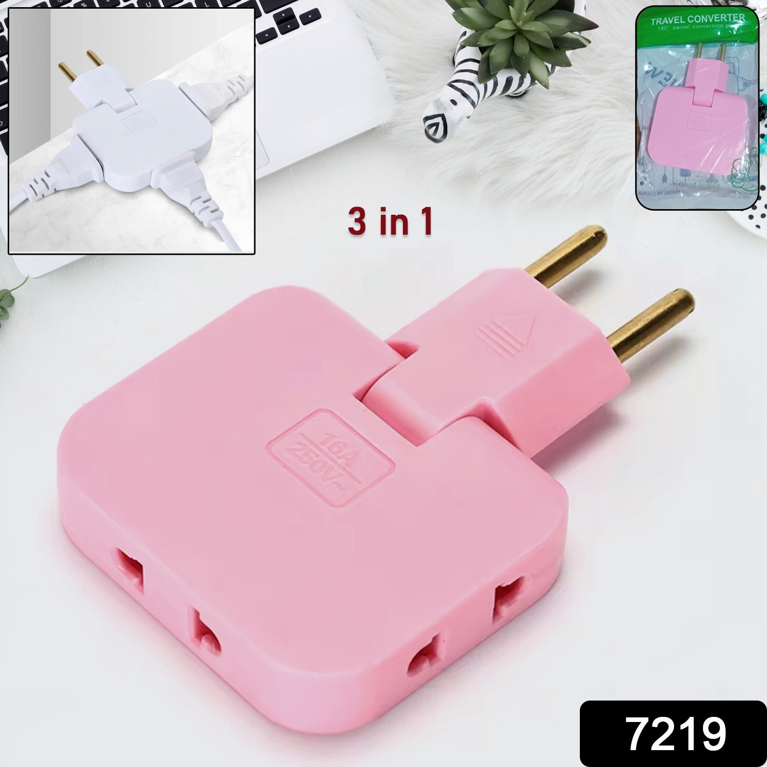 Foldable Wall Plug Adapter – 3-in-1 Compact Travel Socket | Tetherix Secondary image