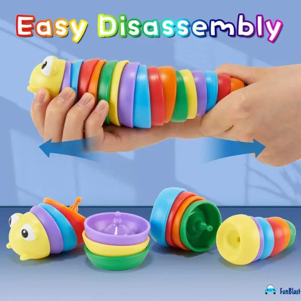 Colorful Finger Slug Toy – Multicolor Stretchable Caterpillar Fidget Toy for Kids