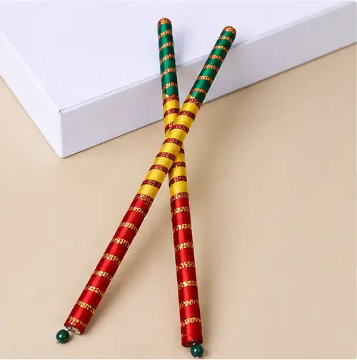 Pack of 2 Navratri Dandiya Sticks – Wooden Garba Dandiya Sticks for Boys & Girls