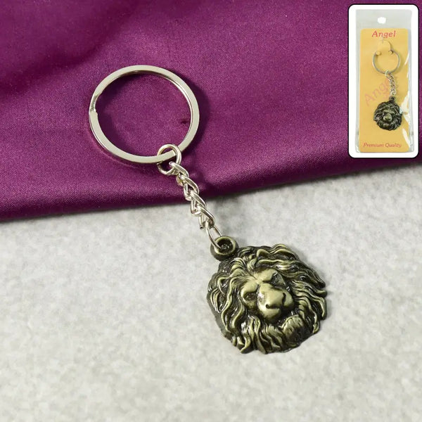 Lion Head Metal Keychain – Stylish Antique Finish Key Ring Pendant for Men, Women & Gift Use