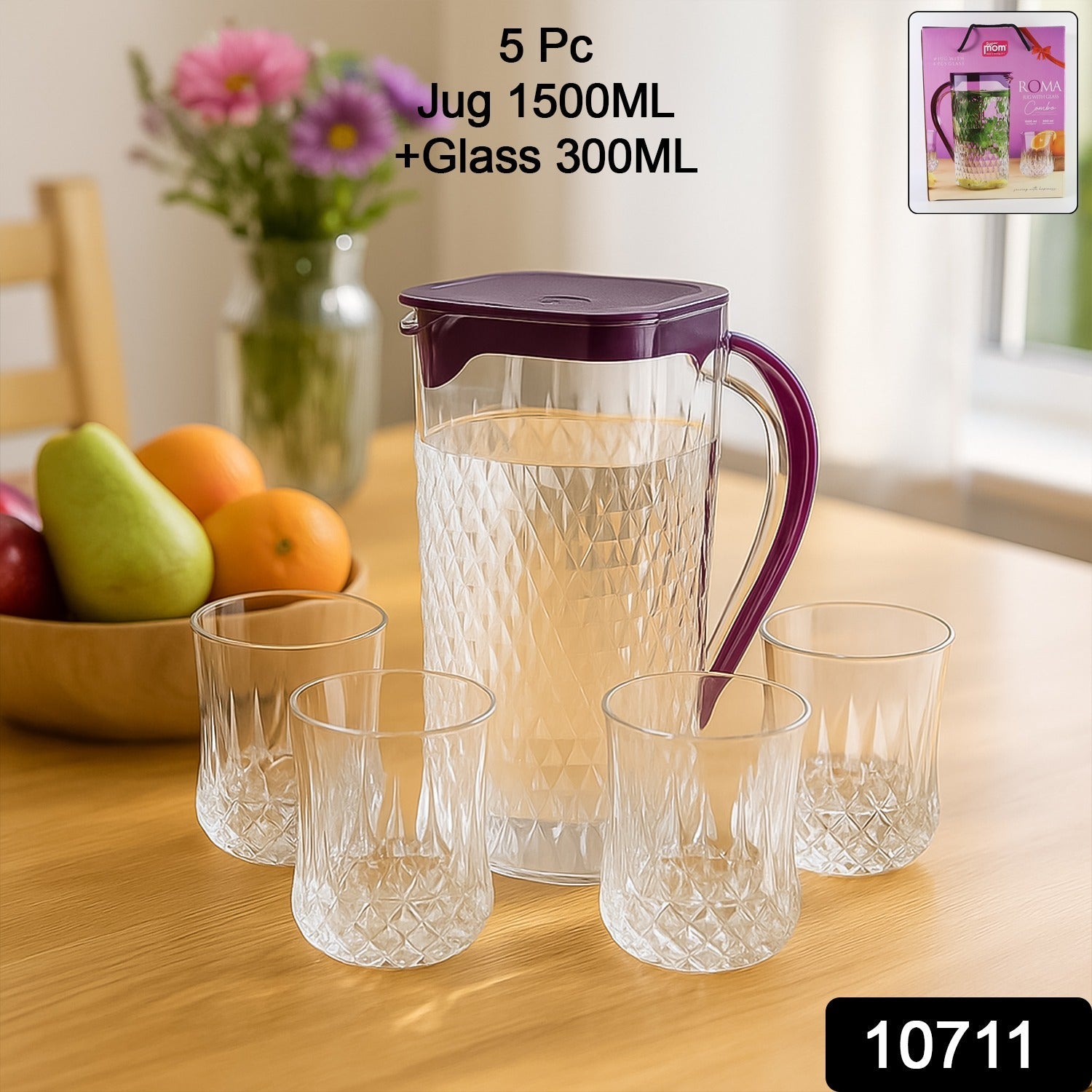 Plastic Jug with Glasses Combo – 5-Piece BPA-Free Serving Set Secondary image