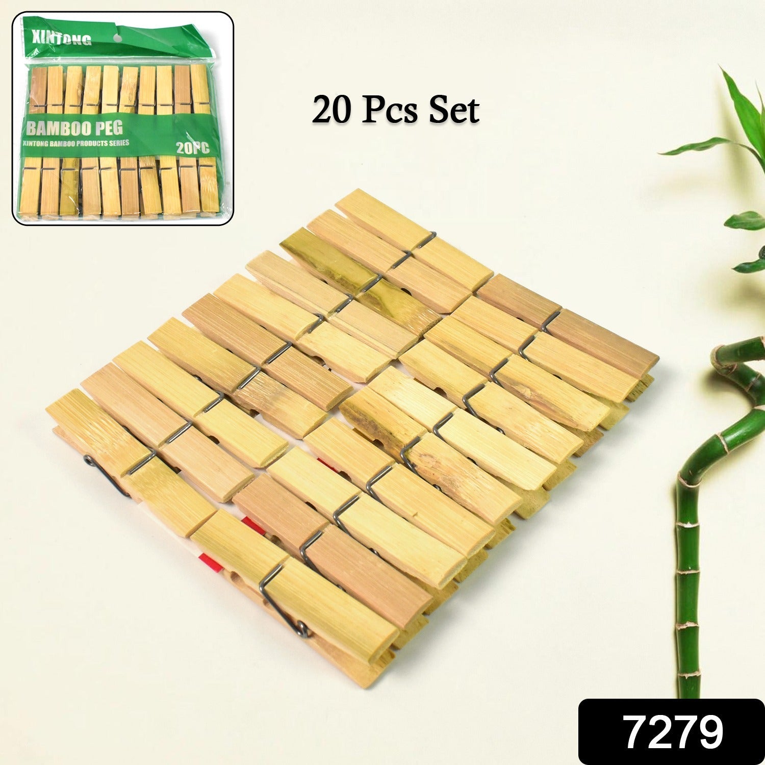 Bamboo Cloth Clips – Heavy Duty 20 Pcs Set | BathNova Secondary image