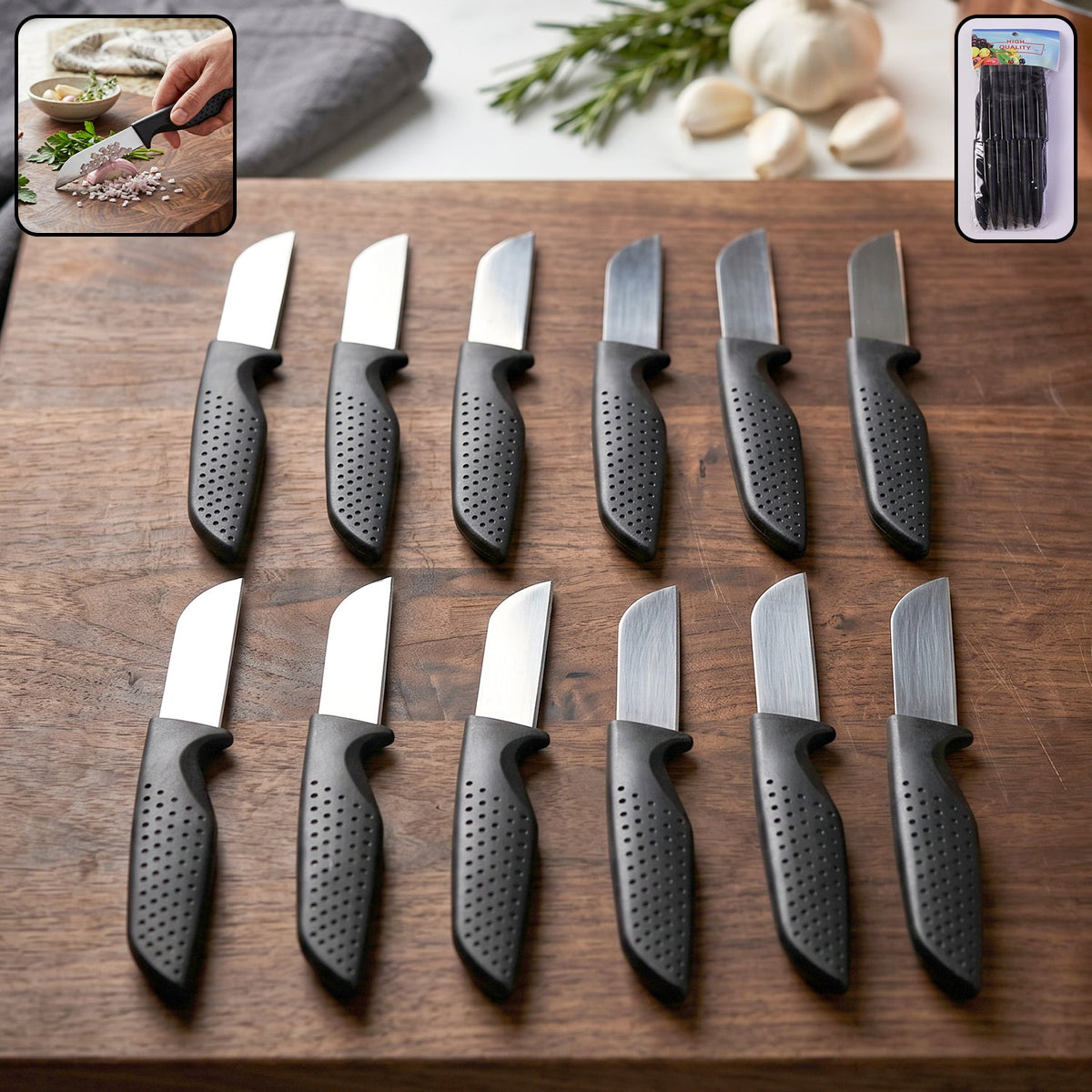 12-piece kitchen knife set with ergonomic non-slip handles for safe cooking Main image