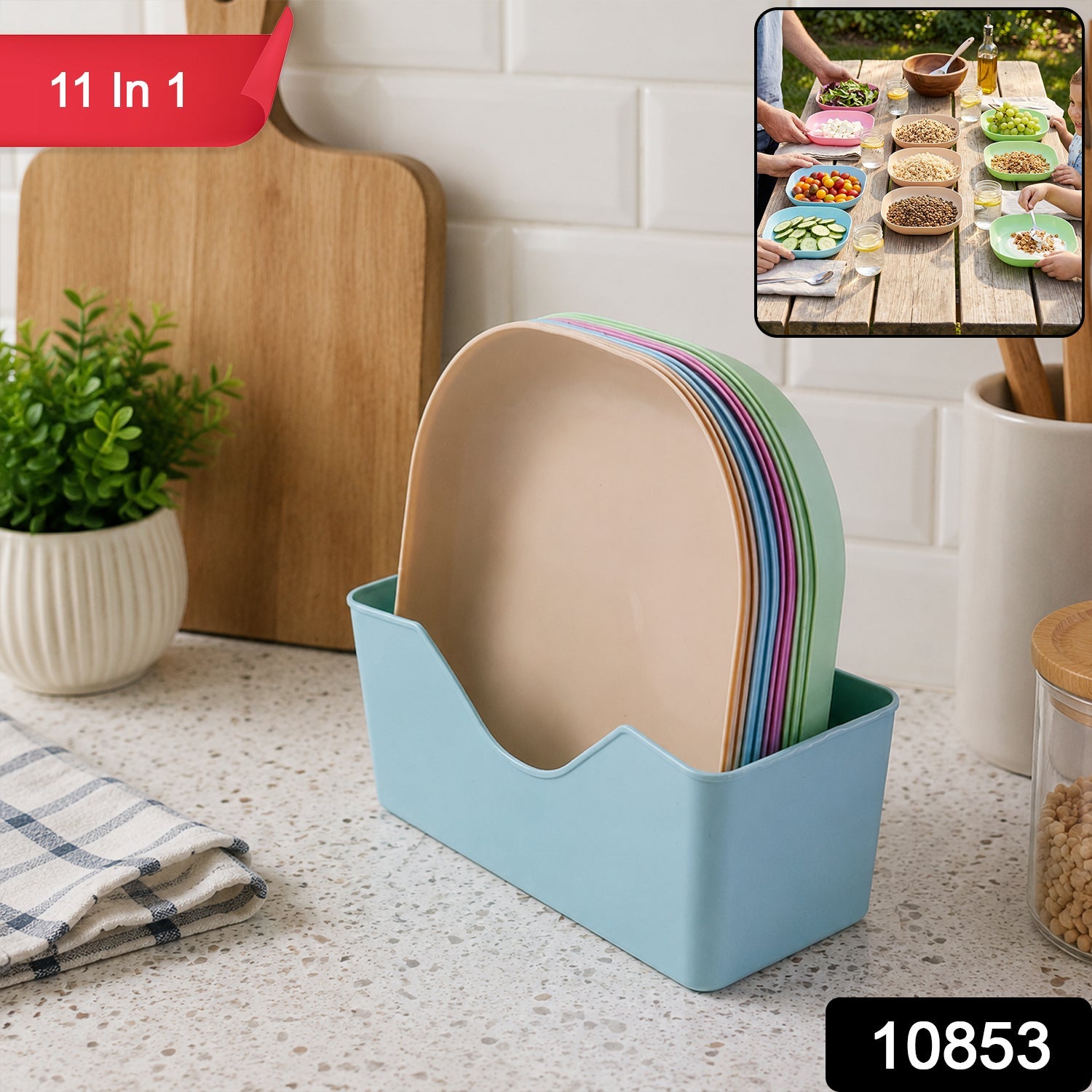 11-in-1 Snack Serving Plates Set – Multi-Compartment & Durable Secondary image