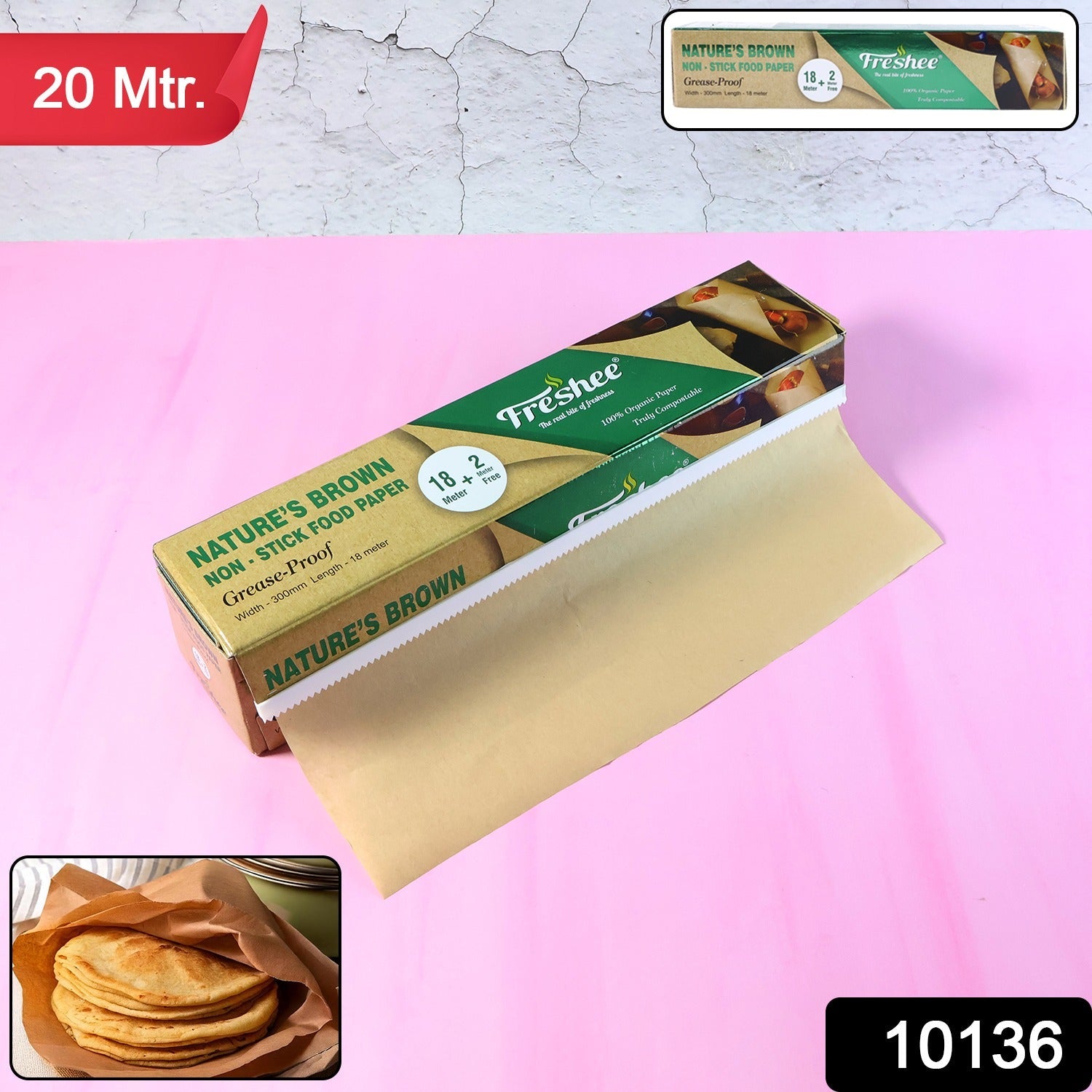 Brown Non-Stick Food Paper Roll – 20 Meters Eco-Friendly Wrap Secondary image