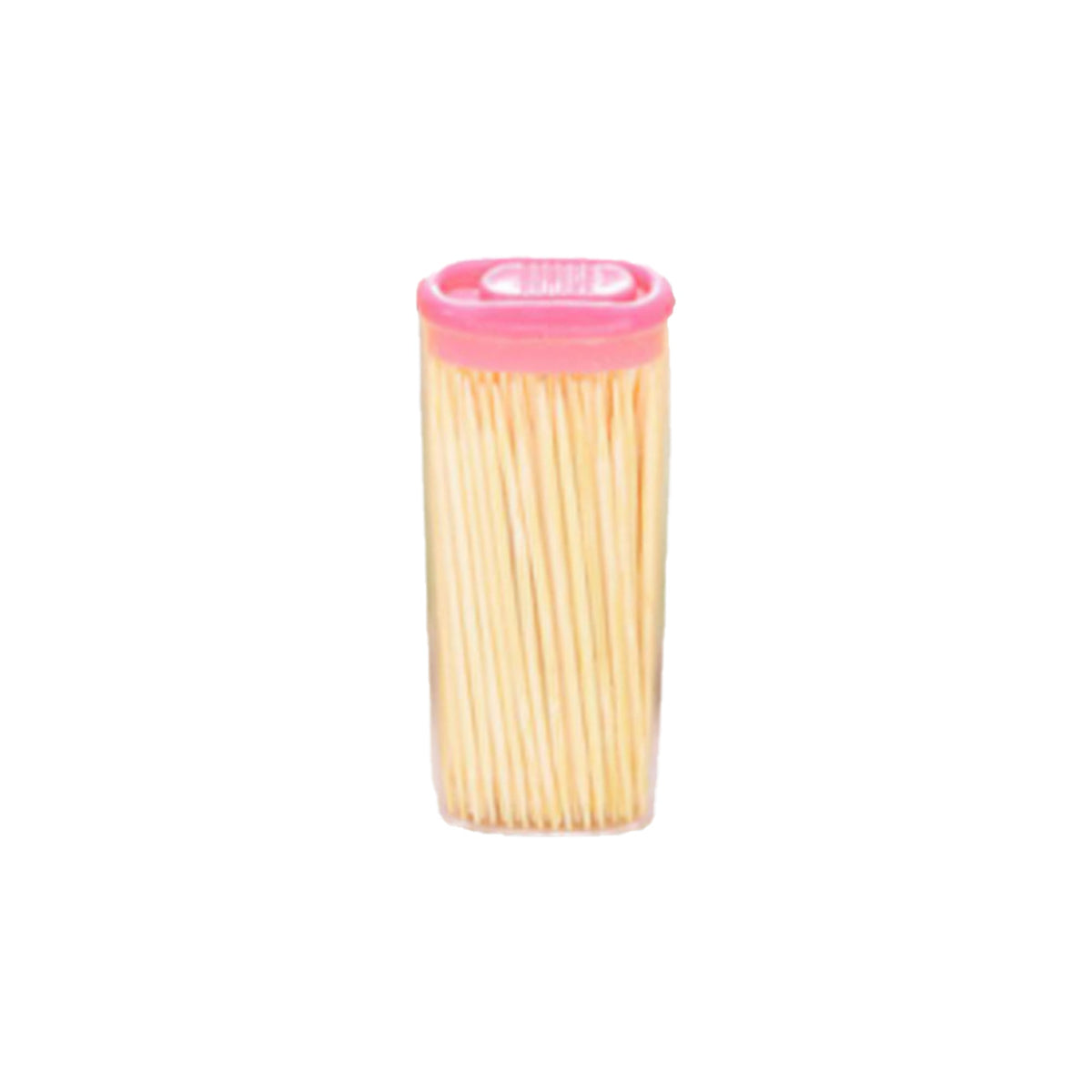 Reusable dispenser box filled with Organivo bamboo toothpicks on a clean surface. Main image