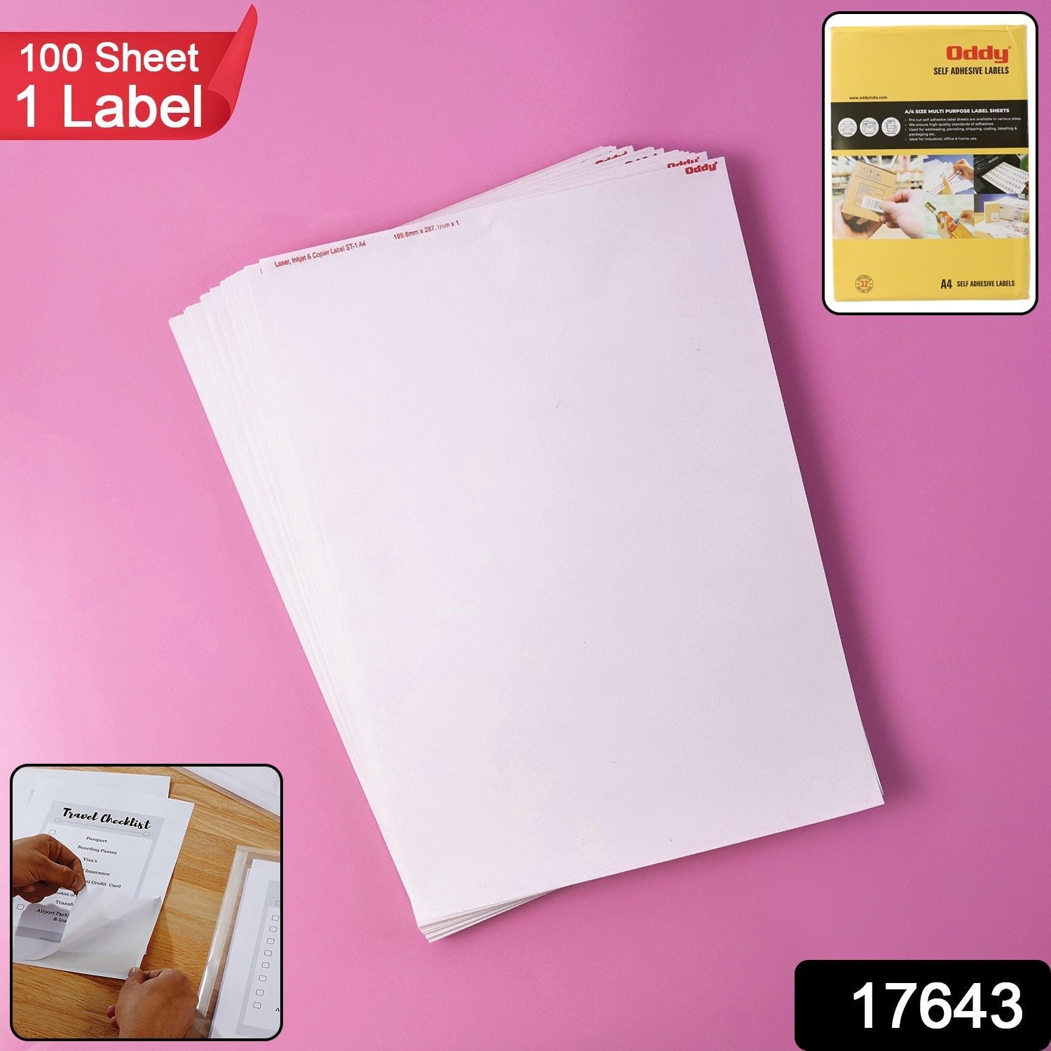 A4 Full-Sheet Self-Adhesive Labels – 100 Sheets for Custom Printing Secondary image