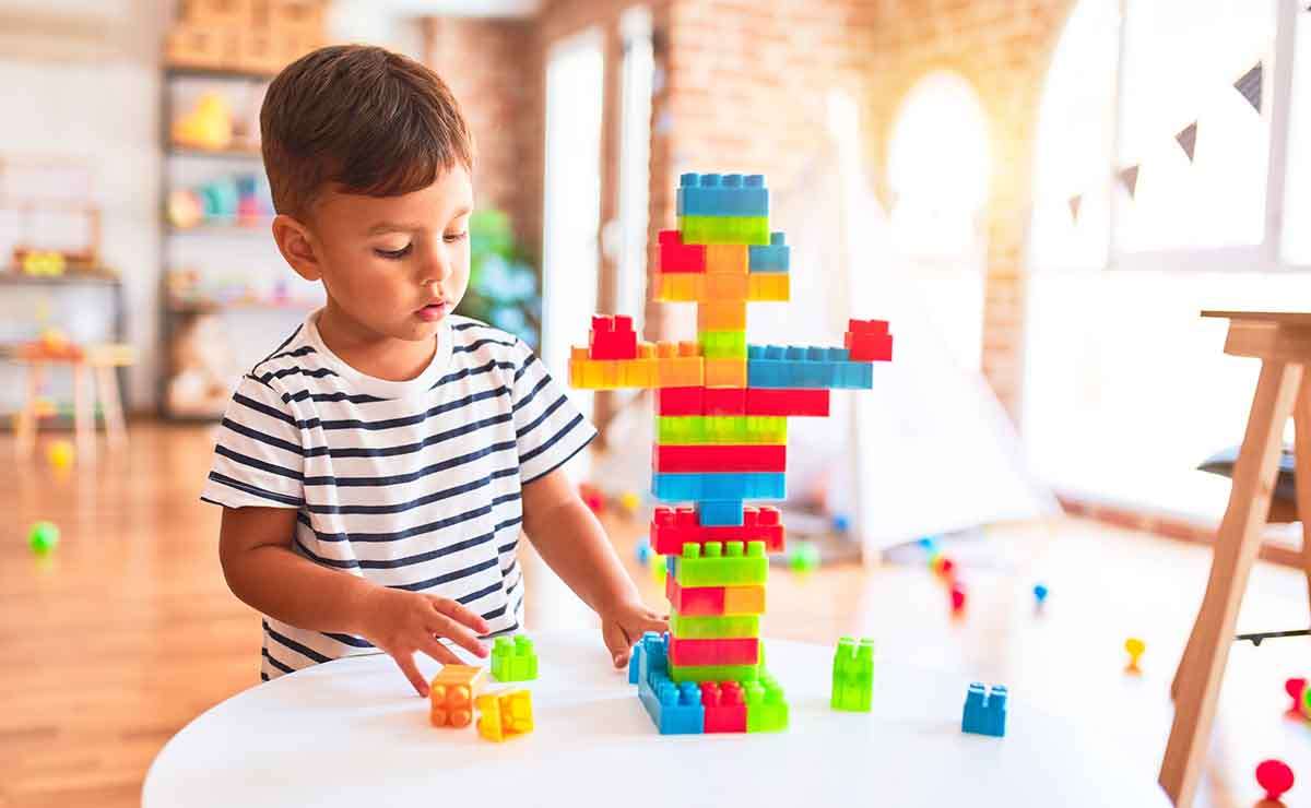 Colorful plastic building blocks for kids in a gift-ready bag, promoting creative play. Main image