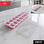 Pink 14-grid plastic ice cube tray with lid for freezer