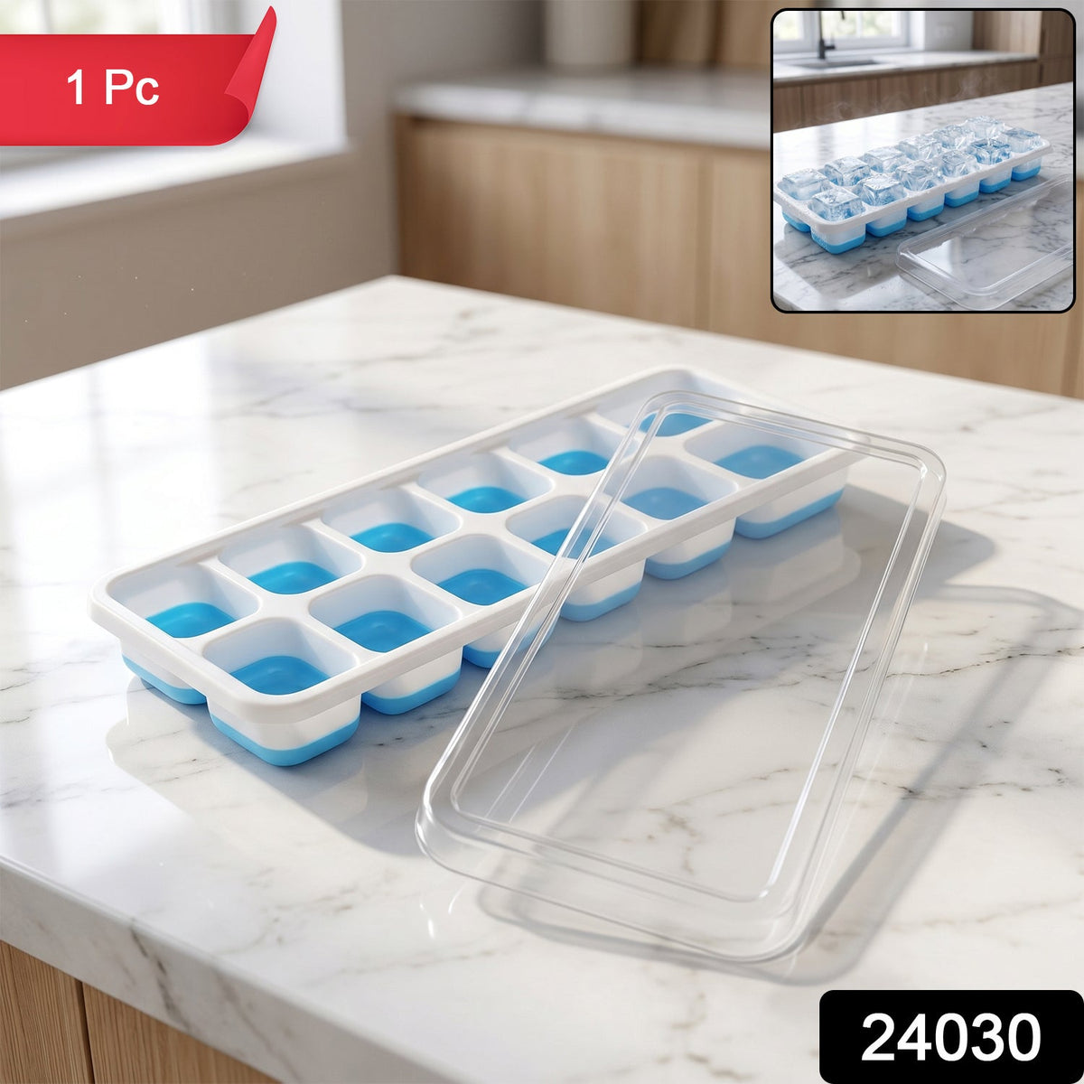 14 grid blue plastic ice cube tray for easy ice making Main image