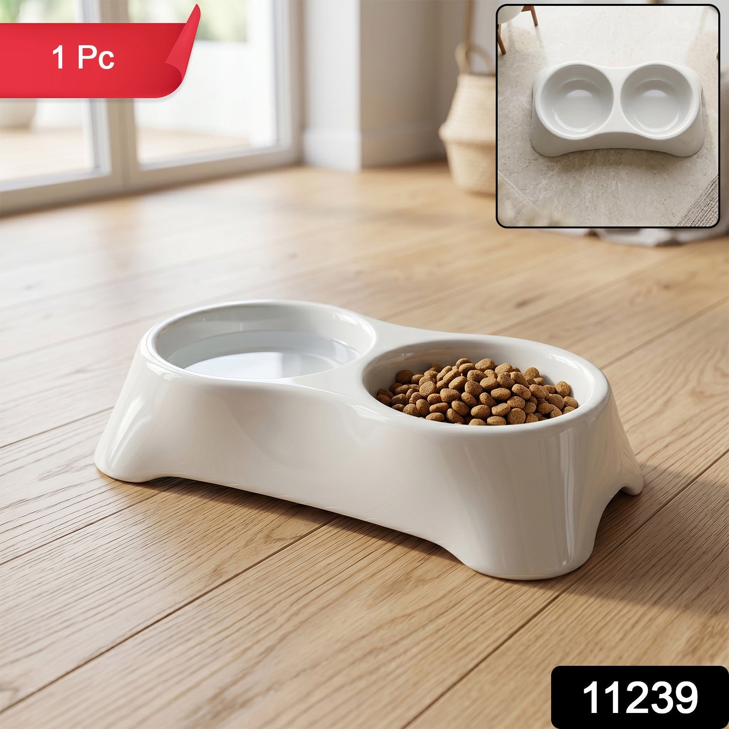 Pet Double Bowl Feeder – Anti-Slip Design for Easy Feeding Secondary image