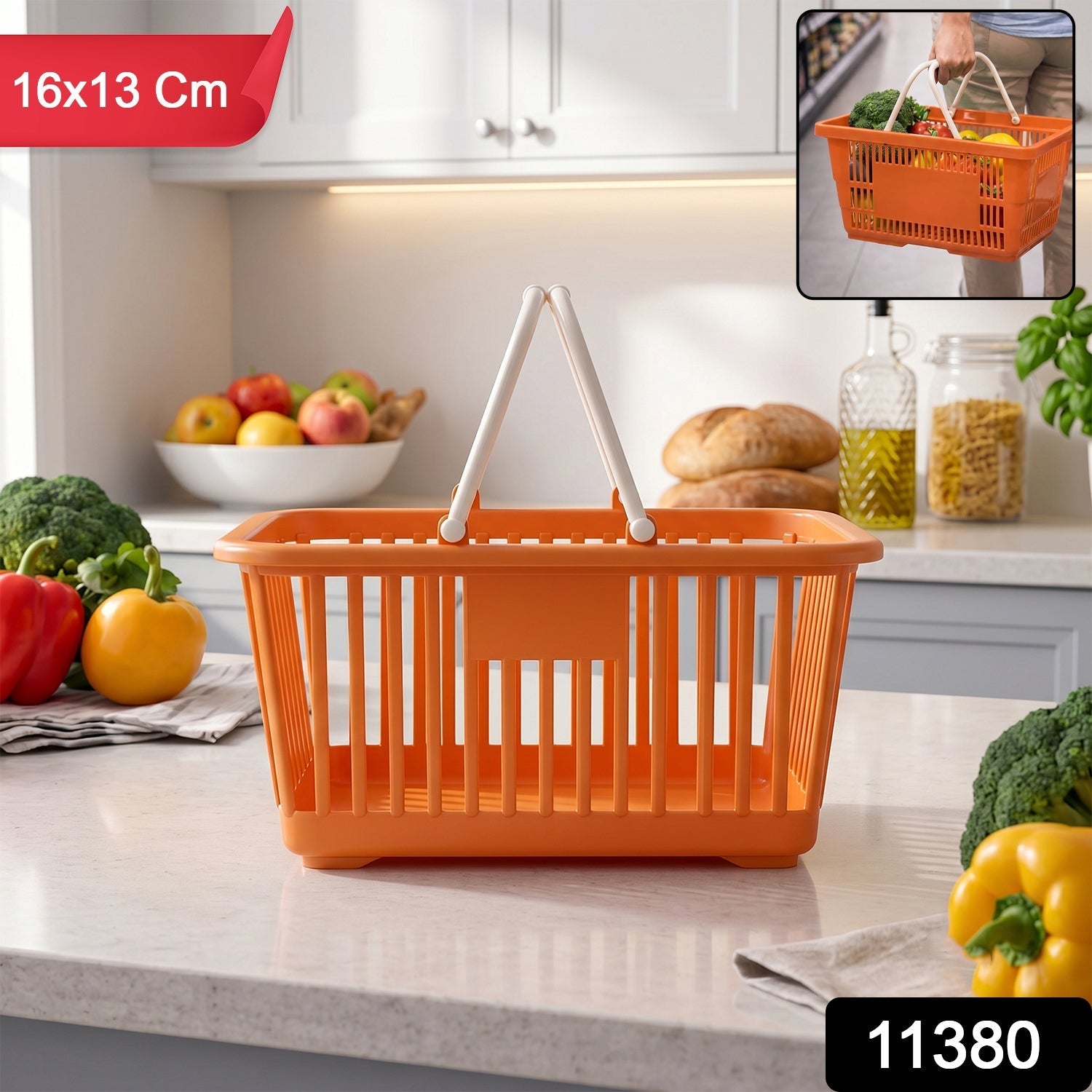 Plastic Storage Basket with Foldable Handles – Compact & Durable Organiser Secondary image