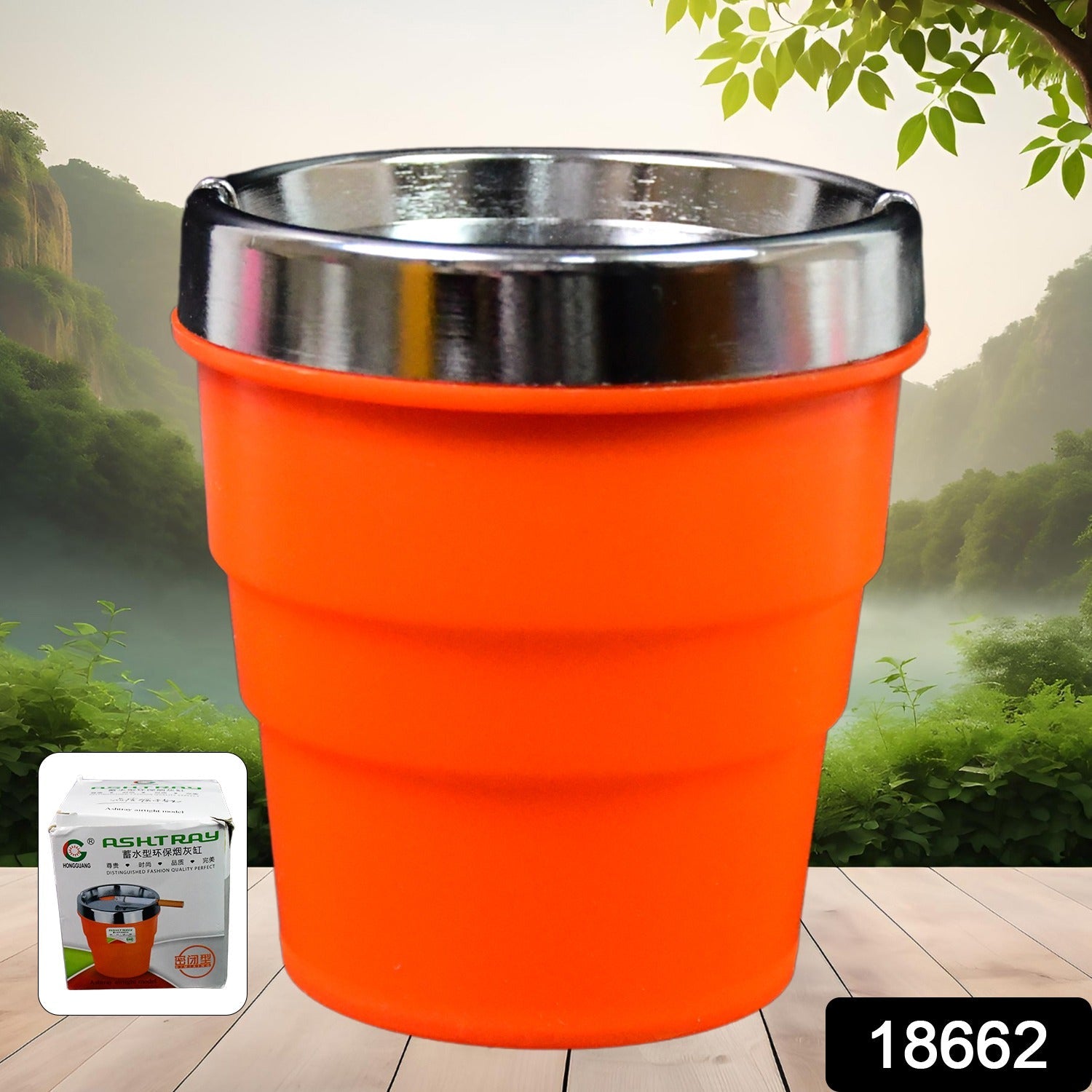 Car Ashtray – Portable Smokeless Cup Holder with Lid | Velvet Wheels Secondary image