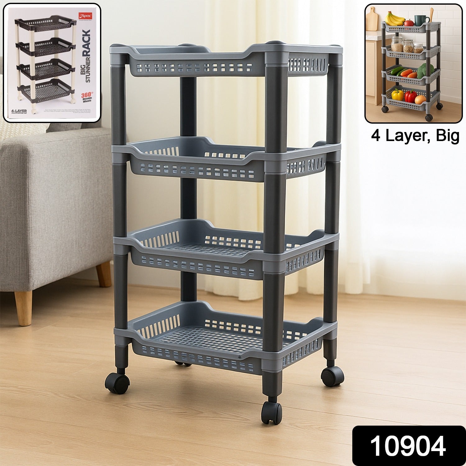 Plastic Storage Rack – 4-Layer Ventilated Multipurpose Organizer Secondary image