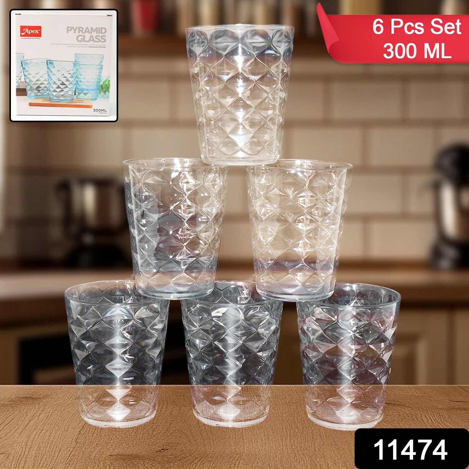 Pyramid Glass – 300 ML Unbreakable Plastic Tumbler Secondary image