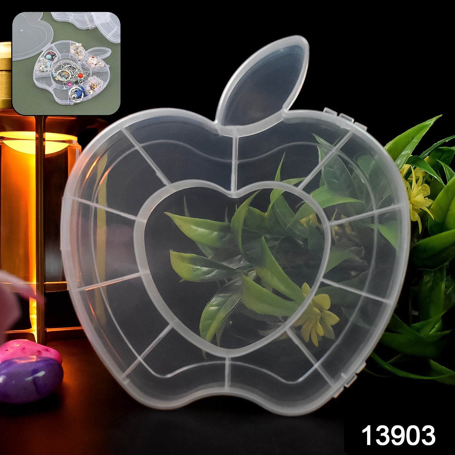 Apple Shape Jewellery Box – Transparent Plastic Organizer | LilyGleam Secondary image