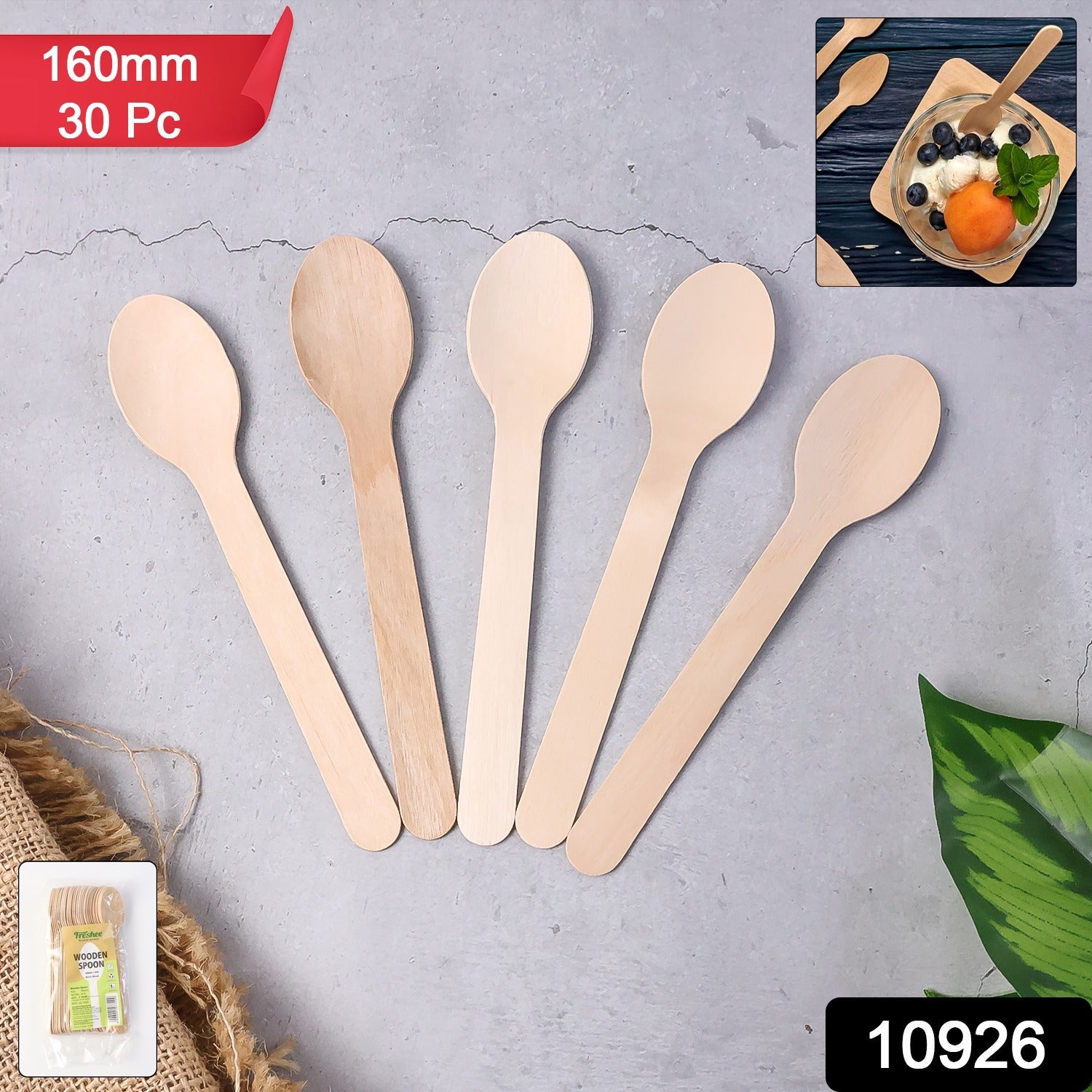 Disposable Wooden Spoon – 160mm Full-Size, 30 Pcs Pack Secondary image