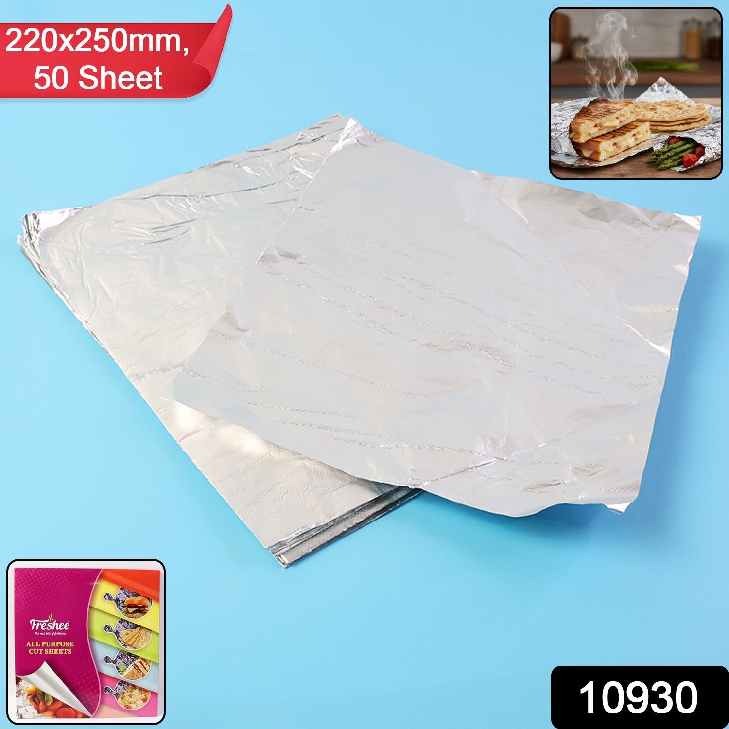 Aluminium Foil Cut Sheets 220×250 mm – Pre-Cut Food Wrap 50 Sheets Secondary image