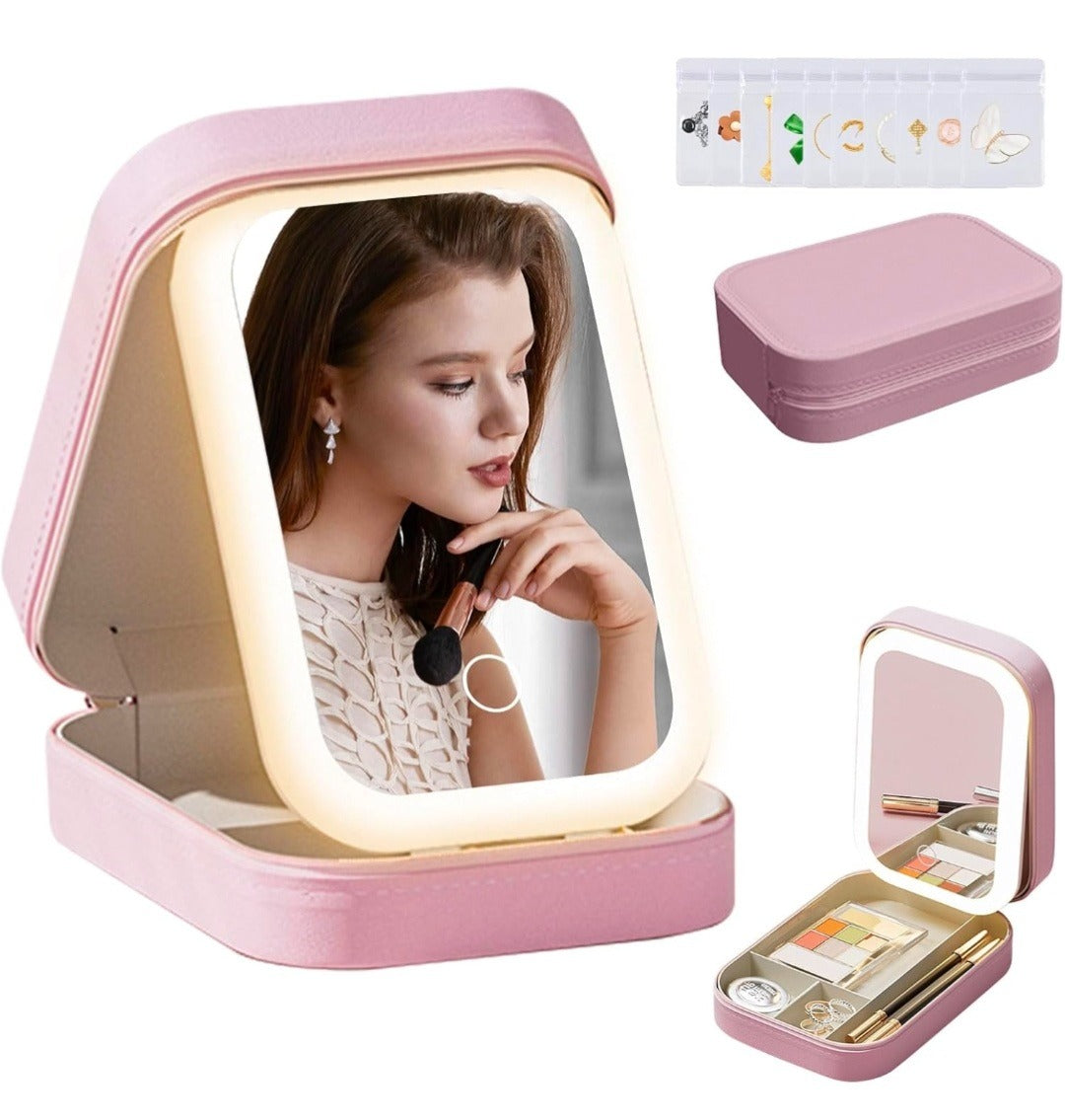 Portable LED Makeup Mirror Box with 3-Color Light Secondary image