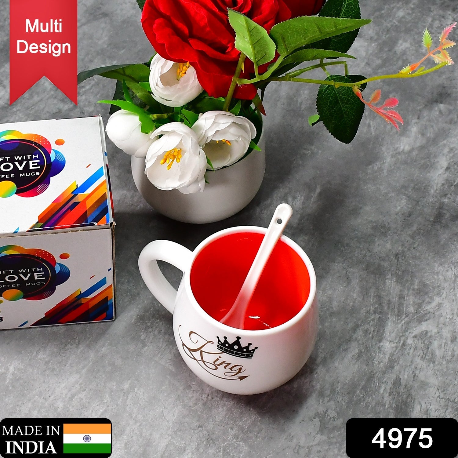 Coffee Mug with Spoon – Multi-Design, Boxed | Mug Wala Secondary image