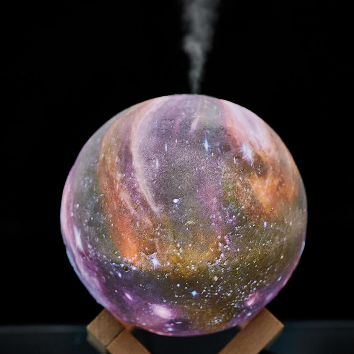 3D Moon Lamp Diffuser glowing with warm light in a modern Indian living room Main image